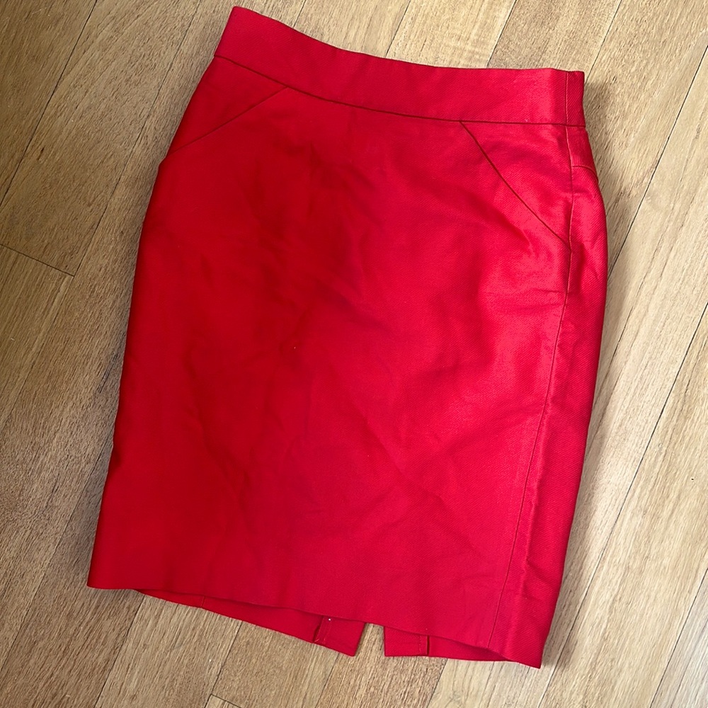 J. Crew Red Pencil Skirt Size 00